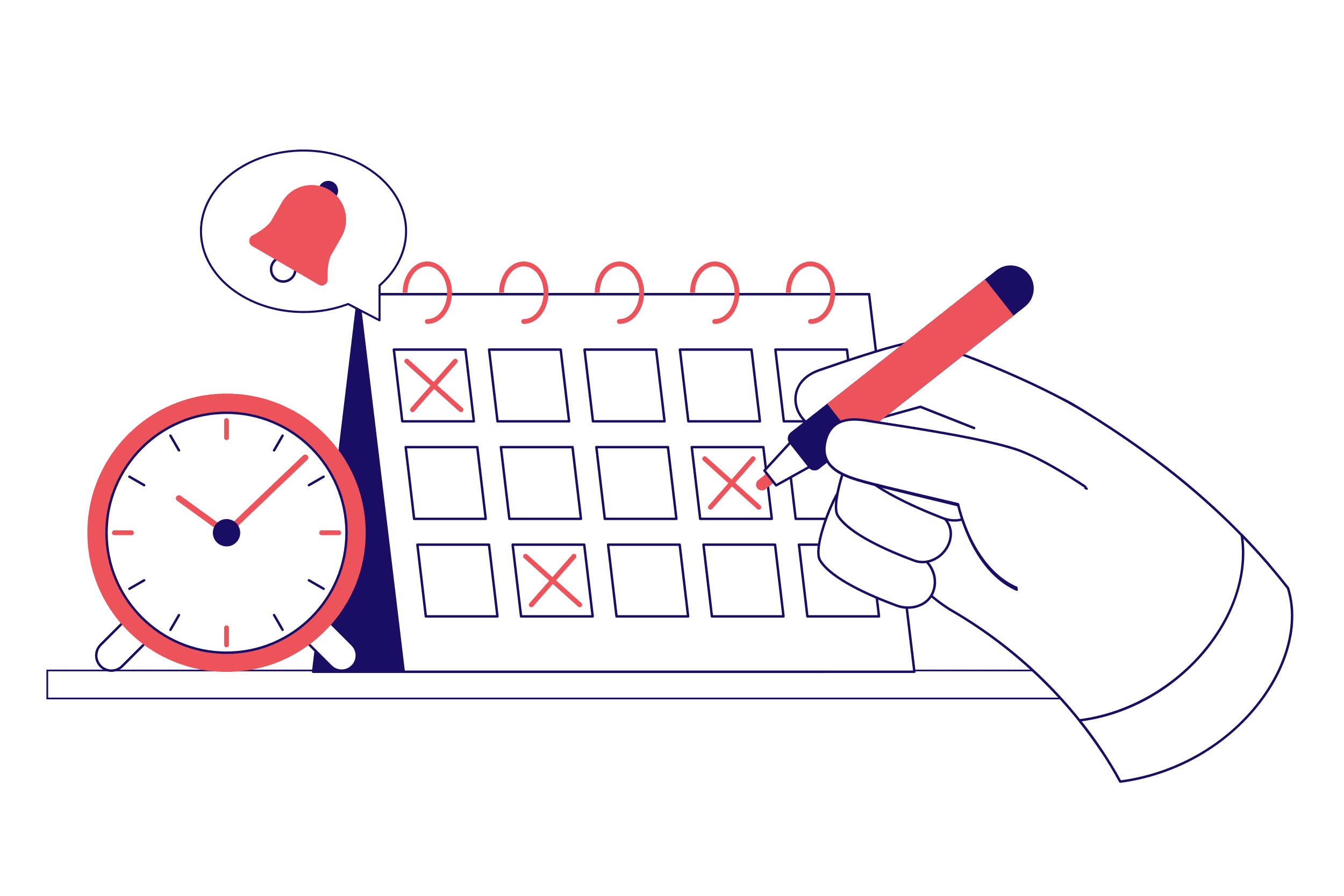 time management and marking date on calendar